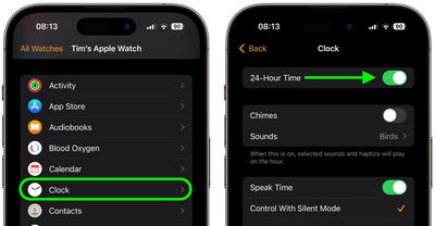 clock app 24 hour setting